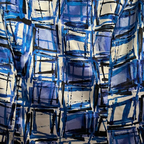 EUC ASL Tahari geometric blue tones shell lined top (8) - Picture 4 of 6